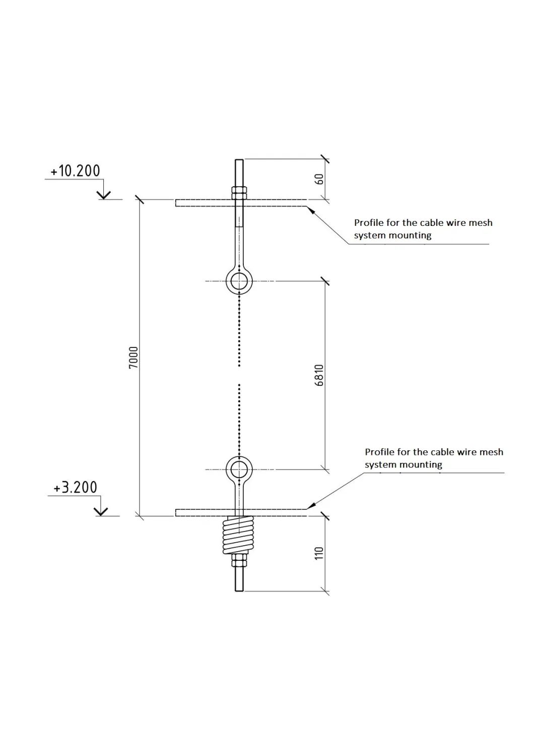 Architectural Wire Mesh--Tec-Sieve Multi-Barrette Weave/Cable Mesh System