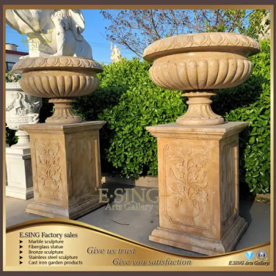 Prodotti da giardino in marmo naturale per fioriera decorativa in marmo fatta a mano
